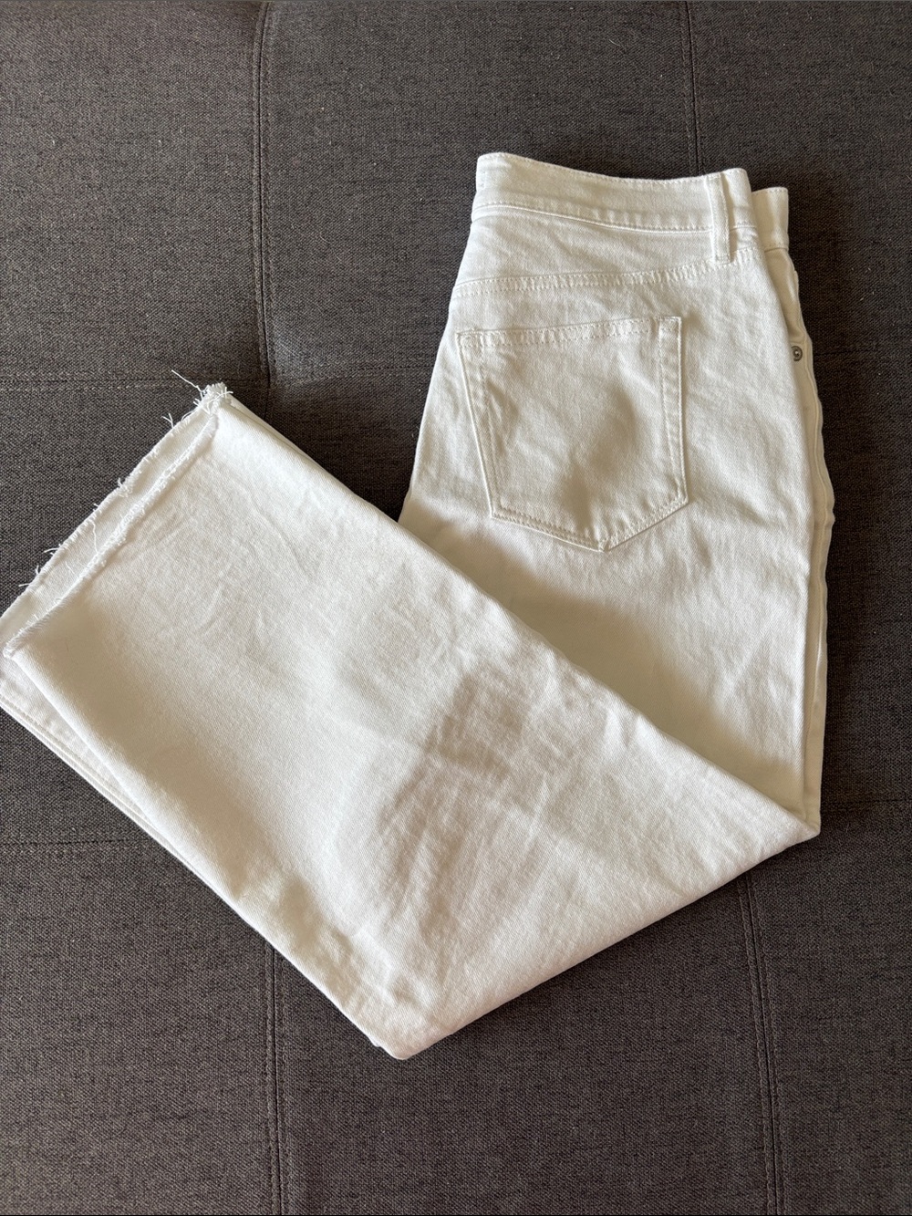 LOFT White Cropped Wide Leg Jeans